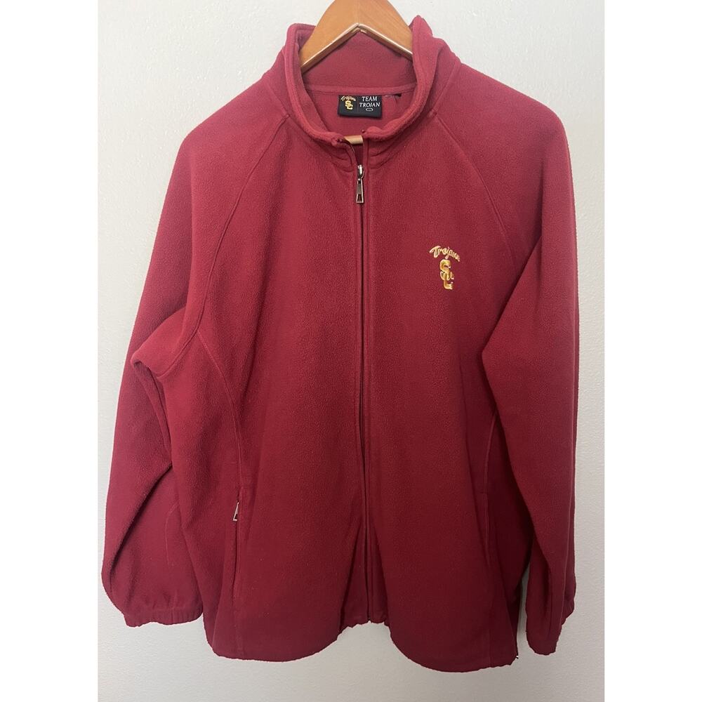 USC Trojans Full Zip Fleece Jacket Team Trojan Men’s Sz Medium Red - Picture 3 of 11